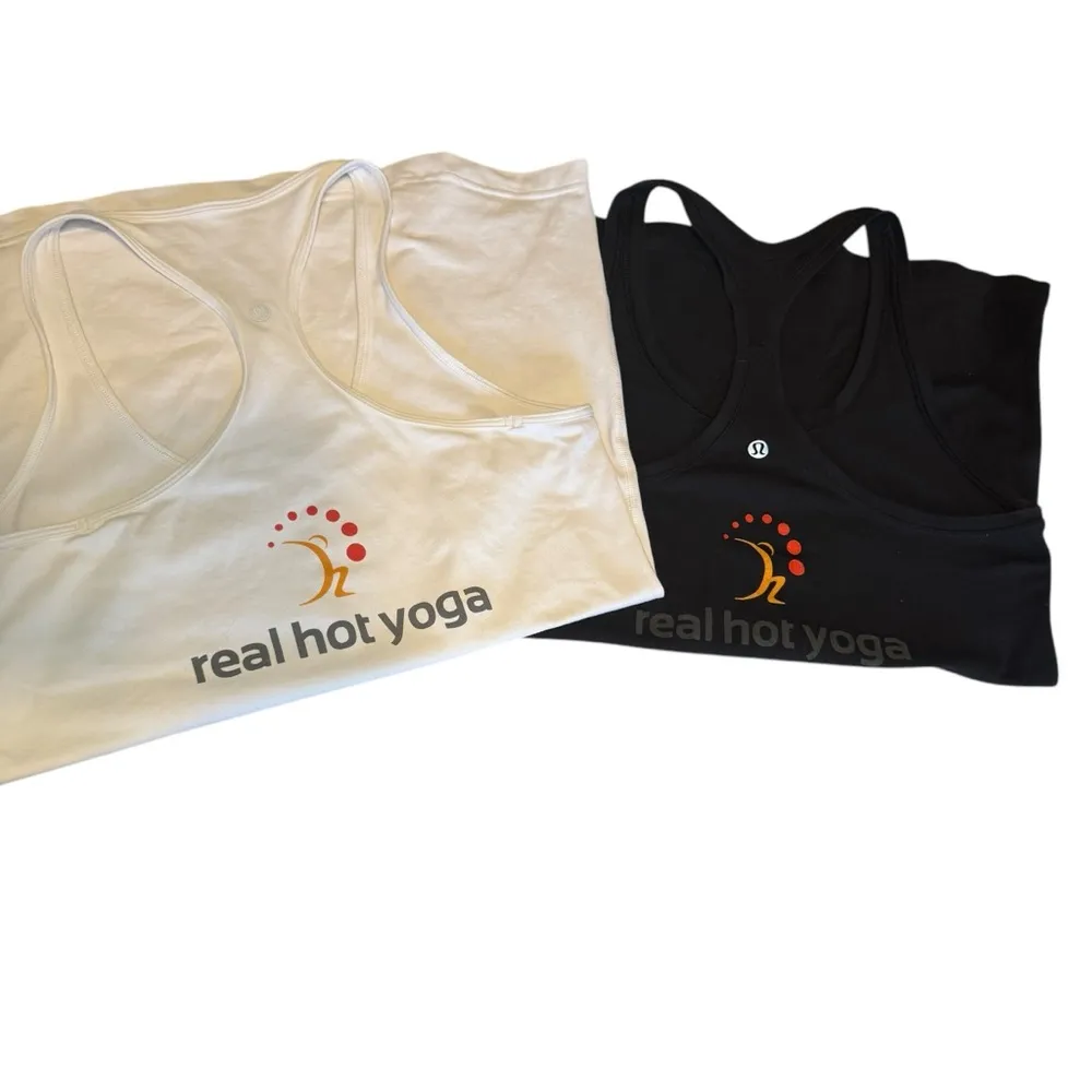 Lot Of 2‎ Lululemon Black White Real Hot Yoga Racerback Tank No Size Tag Stretch - Image 2