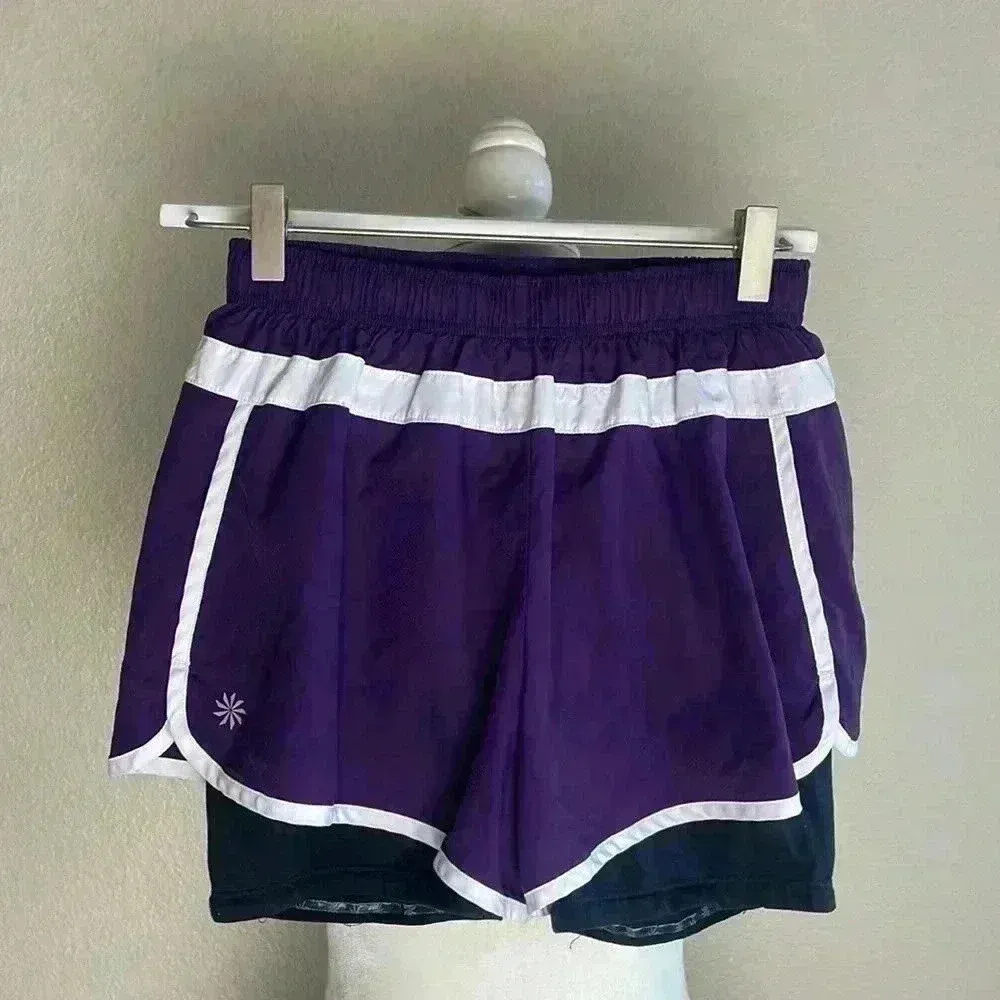 Athleta Women's‎ Purple Hana 2 in 1 Shorts Athletic Running Biker Shorts XS - Image 2