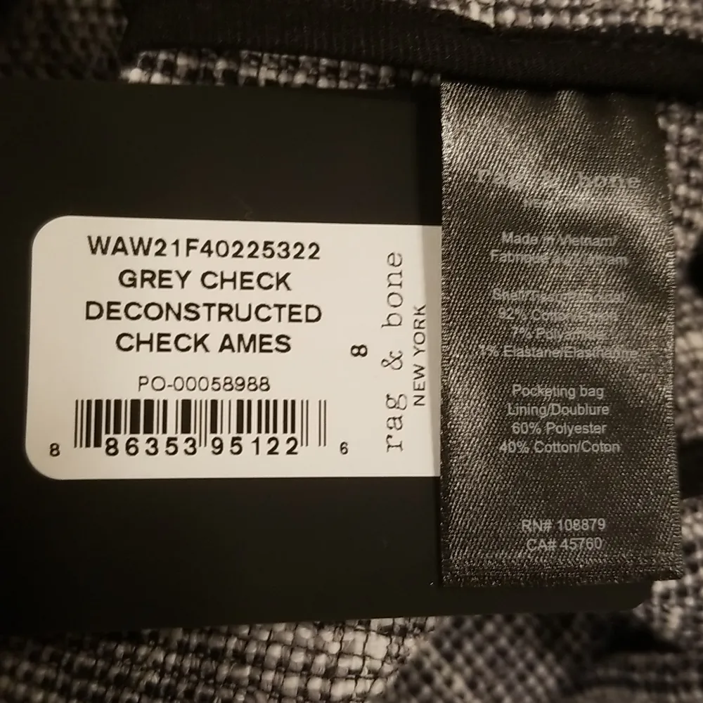 💕RAG & BONE💕 Ames Deconstructed Check Tweed Relaxed Fit Blazer Grey 8 NWT - Image 16