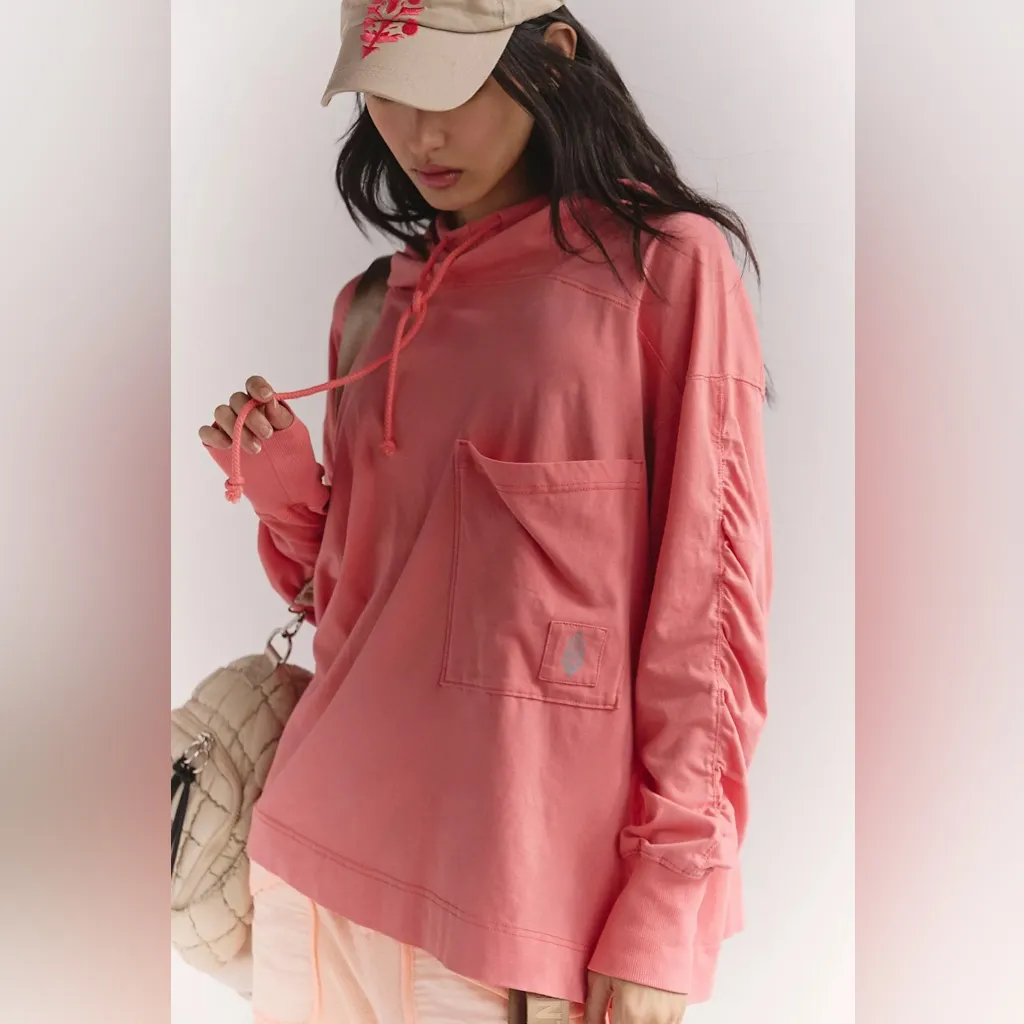 FP Movement by Free People Hot Shot Hooded Layer Hibiscus Pink Peach Size S NWT - Image 16