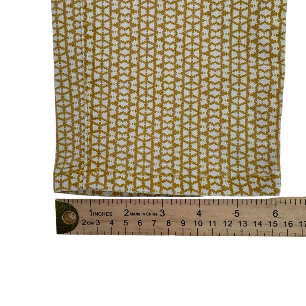 Prana Kara Marigold Mixer Mustard Cream Patterned Pants Size 6 28 Straight Leg - Image 11