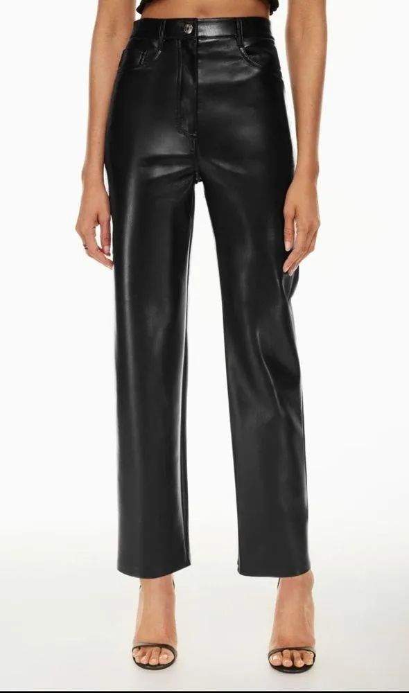 Aritzia Wilfred faux Leather Straight Leg Cropped Pants - size 4 - Image 3