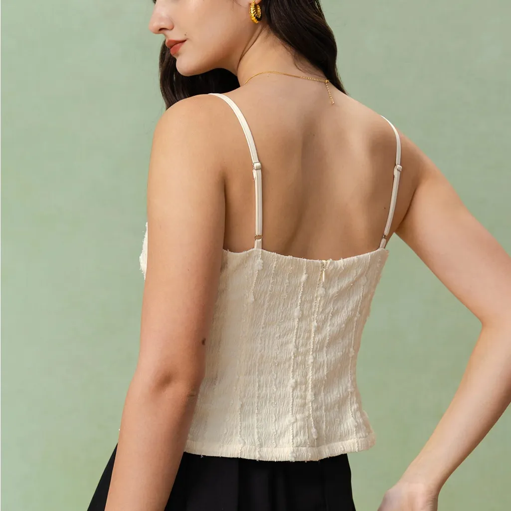 Rihoas Beige Textured Slim Cami Top - Image 3