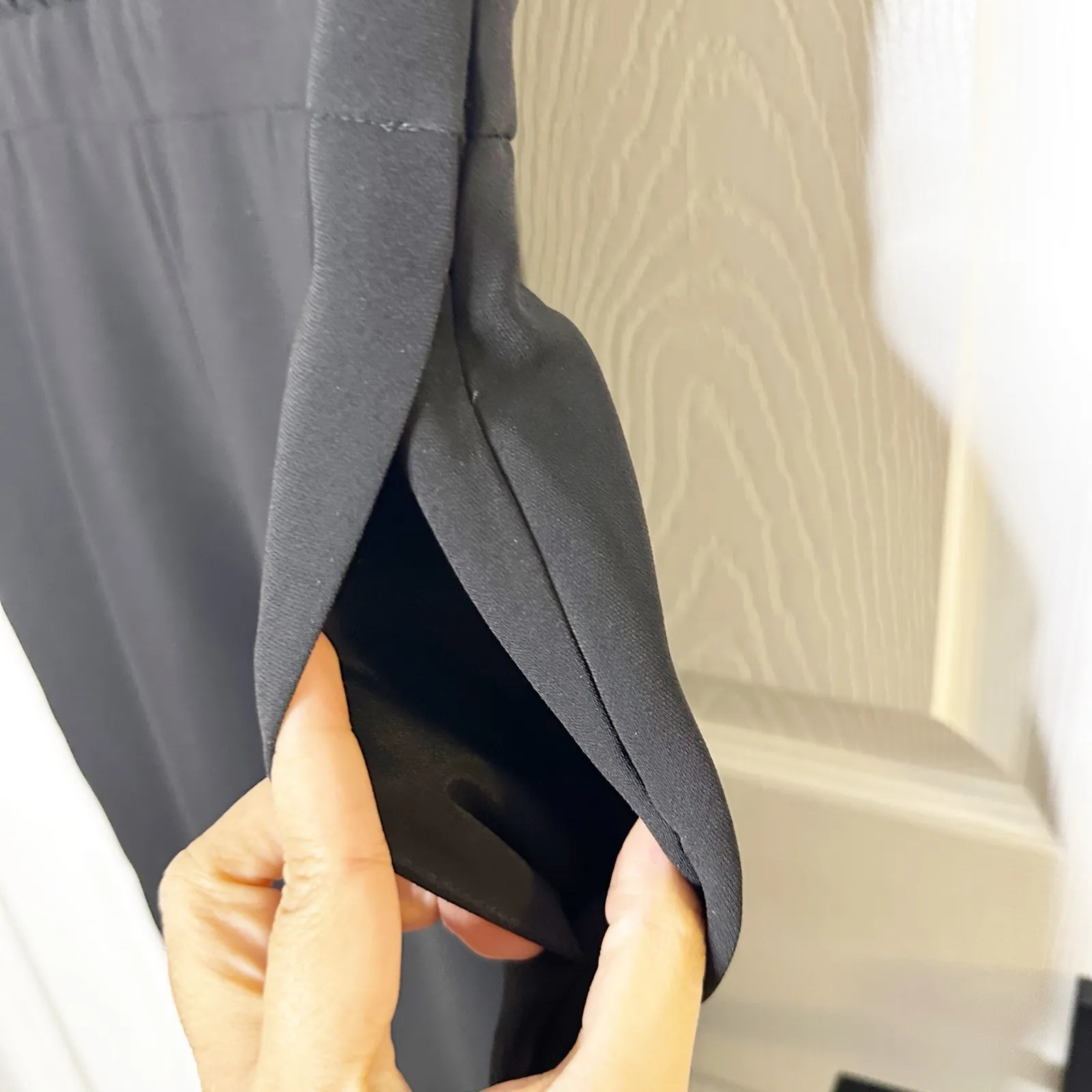 Karen Millen Tapered Leg Jumpsuit Lace Panel Sleeves Black Size‎ US 8/UK 12 - Image 3