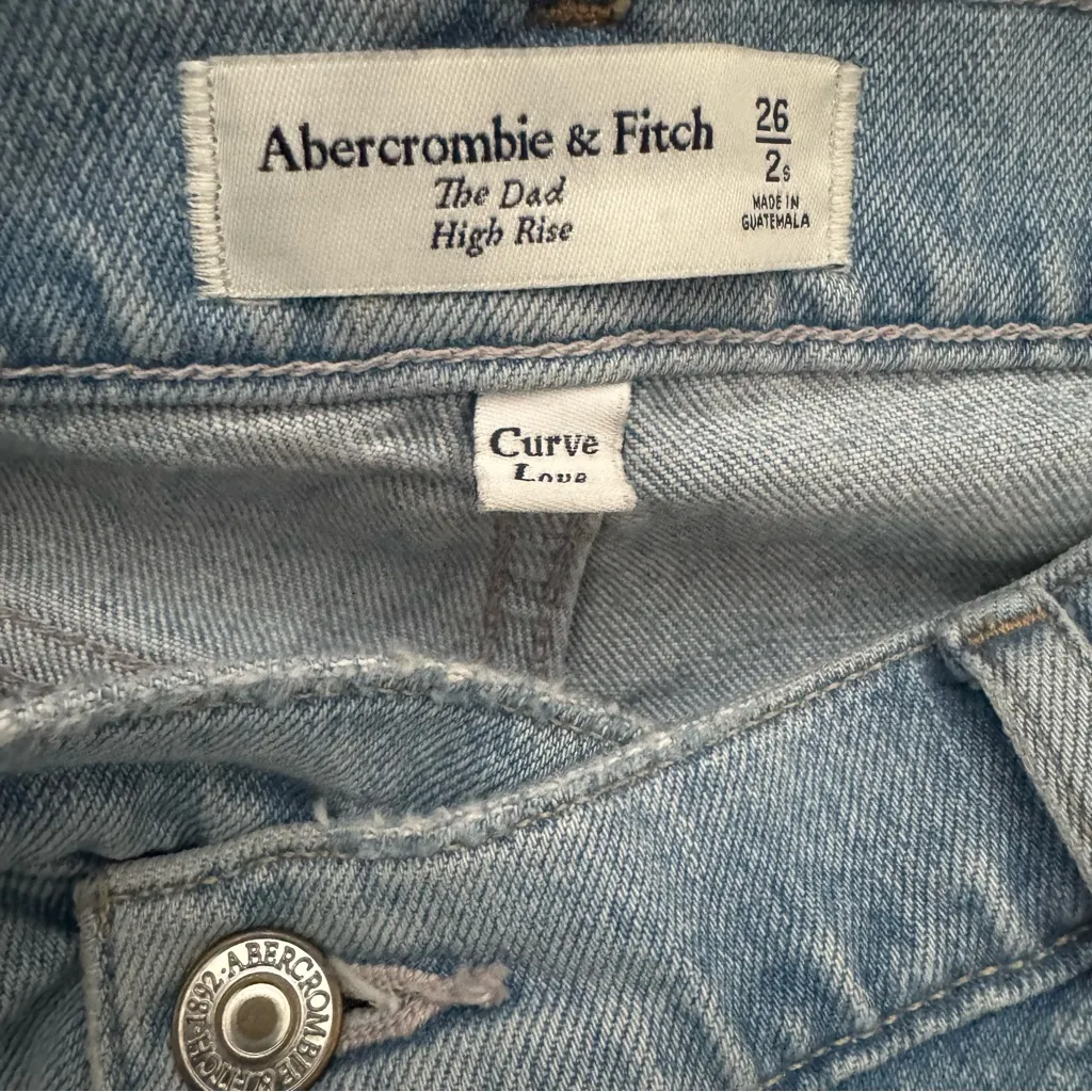 Abercrombie & Fitch The Dad High Rise Jeans Criss
Cross Waist Size 26/2 Short - Image 7