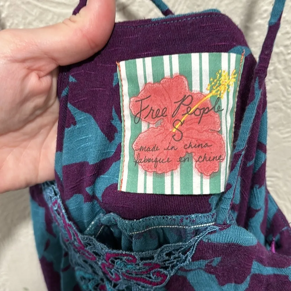 Free People Y2K Blue And Purple babydoll Dress Tunic Size Small - Image 4