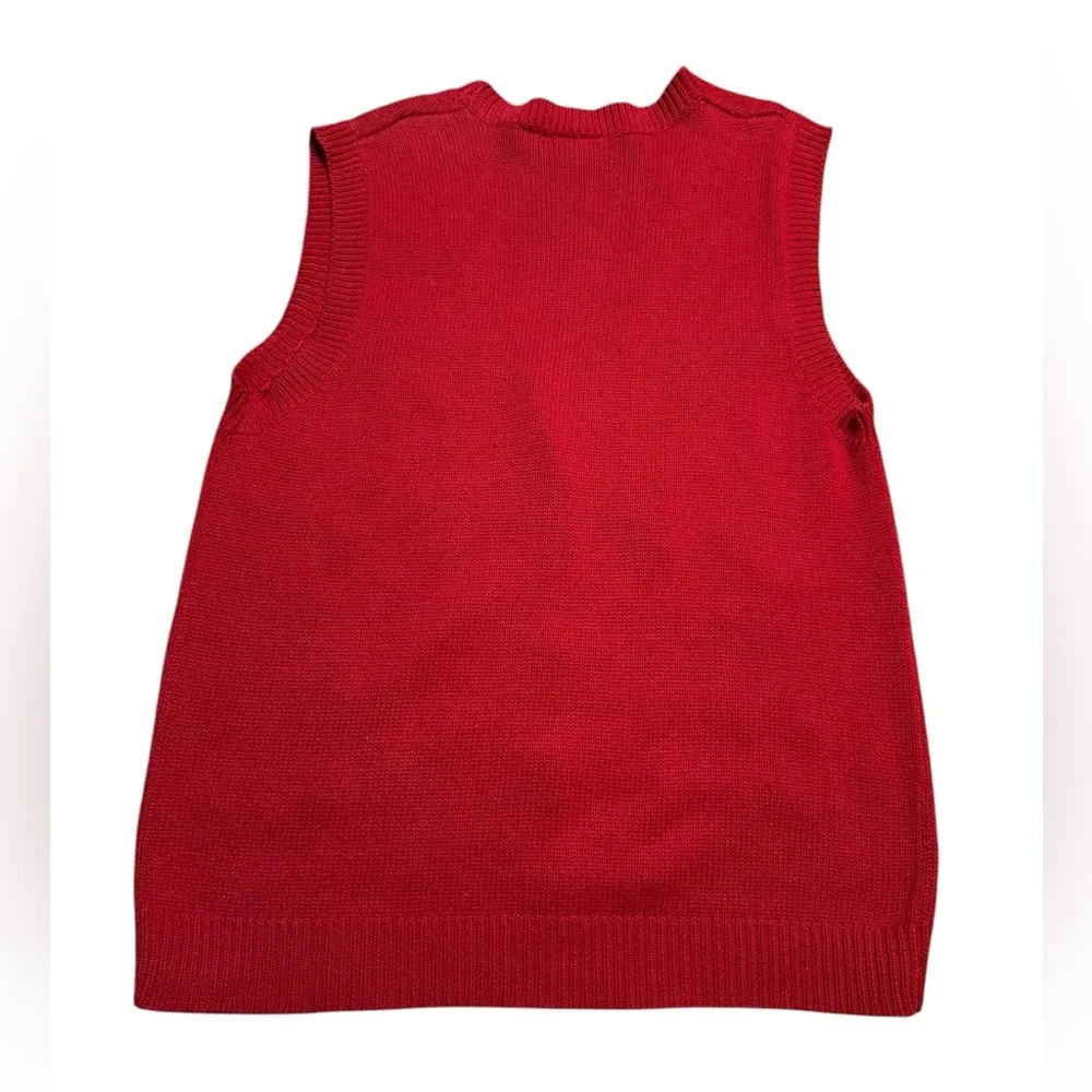 Laura Gayle Womens Red XL Christmas Sweater Vest Zip Bedazzled Nutcracker Tree - Image 2