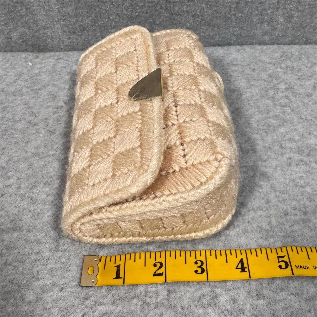 Vintage Crochet Clutch Purse Cream Metal Clasp Formal - Image 14