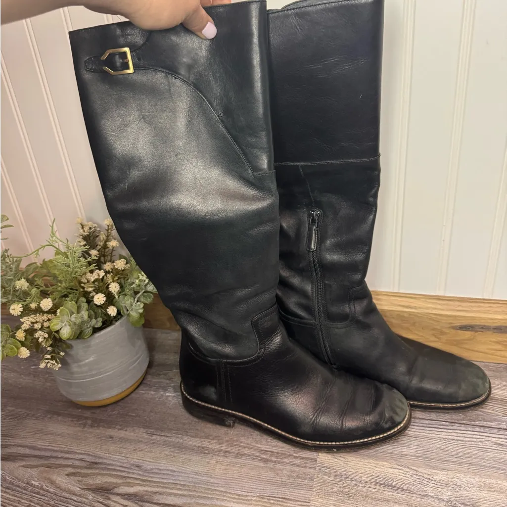 Cole Haan Womens Harrington Knee High Riding Boots Black Leather Size 6.5 - Image 9