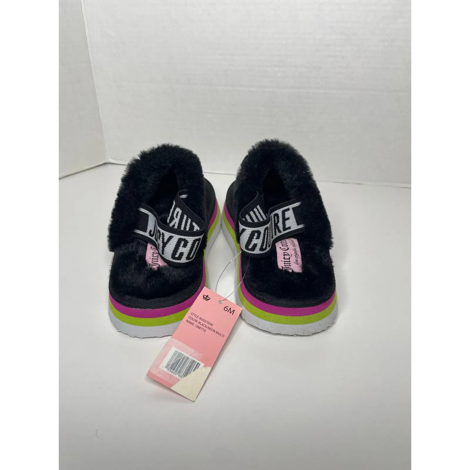 NEW Juicy Couture Women's Faux Fur Slide Sandals Slippers with Strap Back Size 6 - Image 5