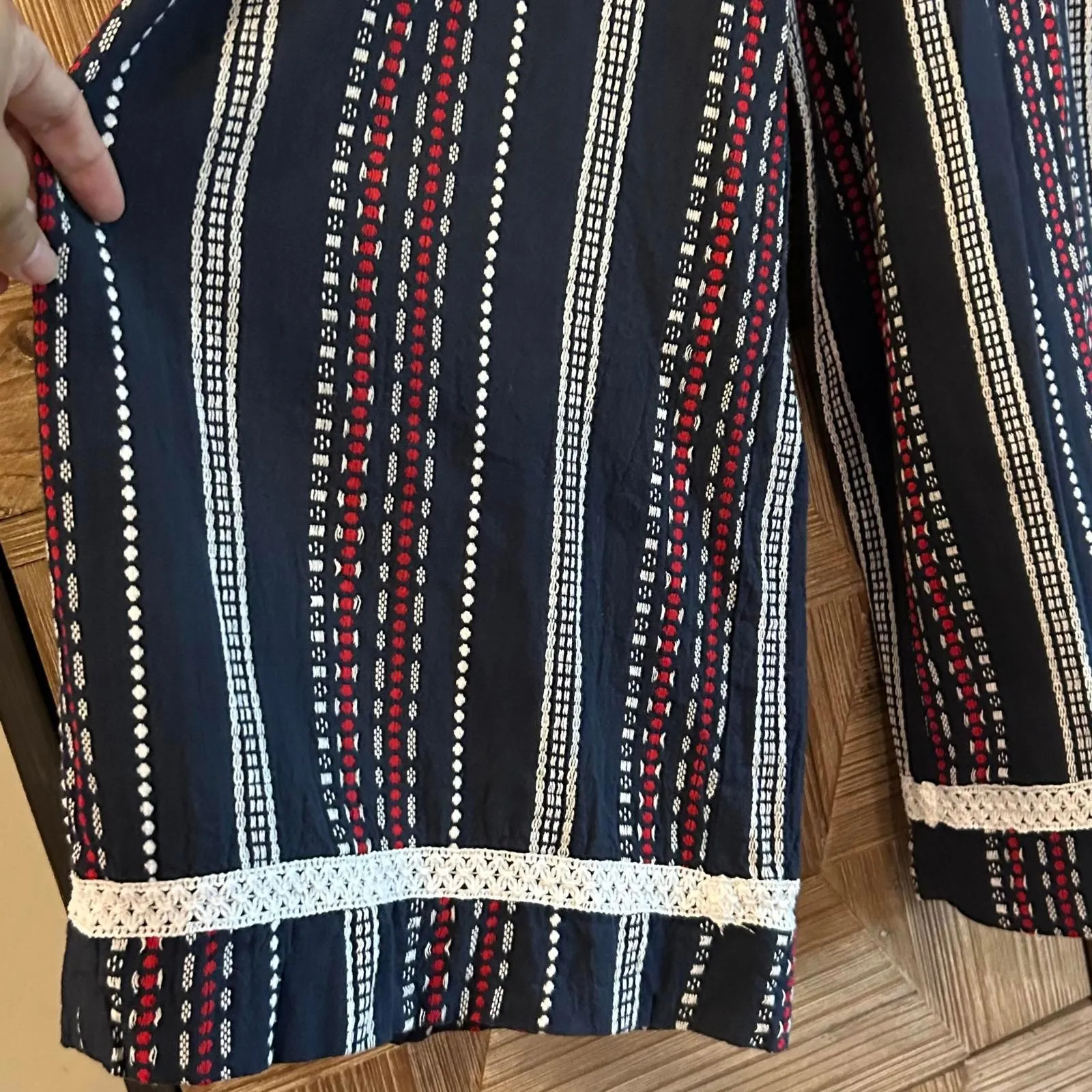 Patrons of Peace Womens Cropped Pants Navy Blue Embroidered Size M Size M - Image 4