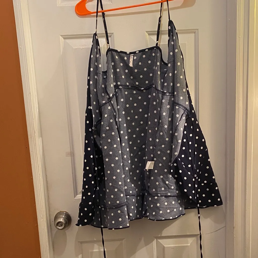 Navy Polka Dot Mini Dress Black - Image 12