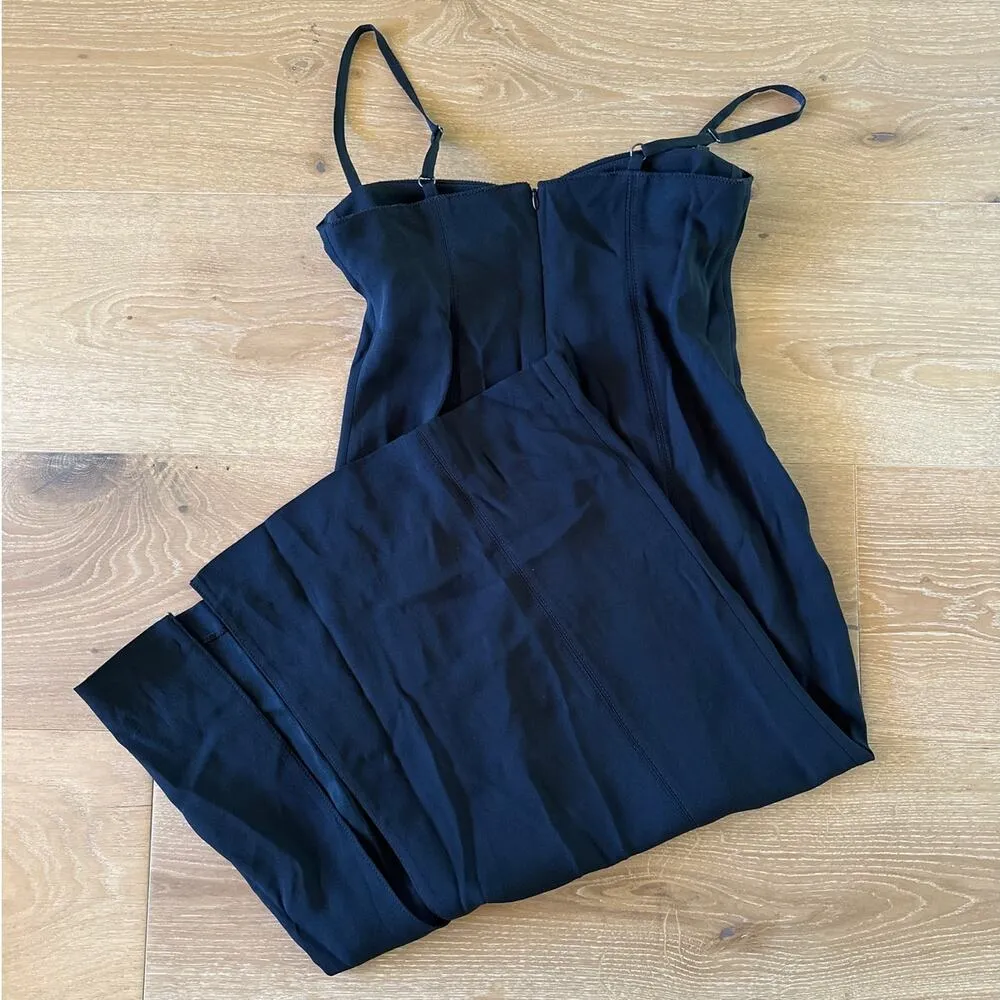 J Crew - Invite Crepe Bustier Midi Dress with Slit in Black - Image 5