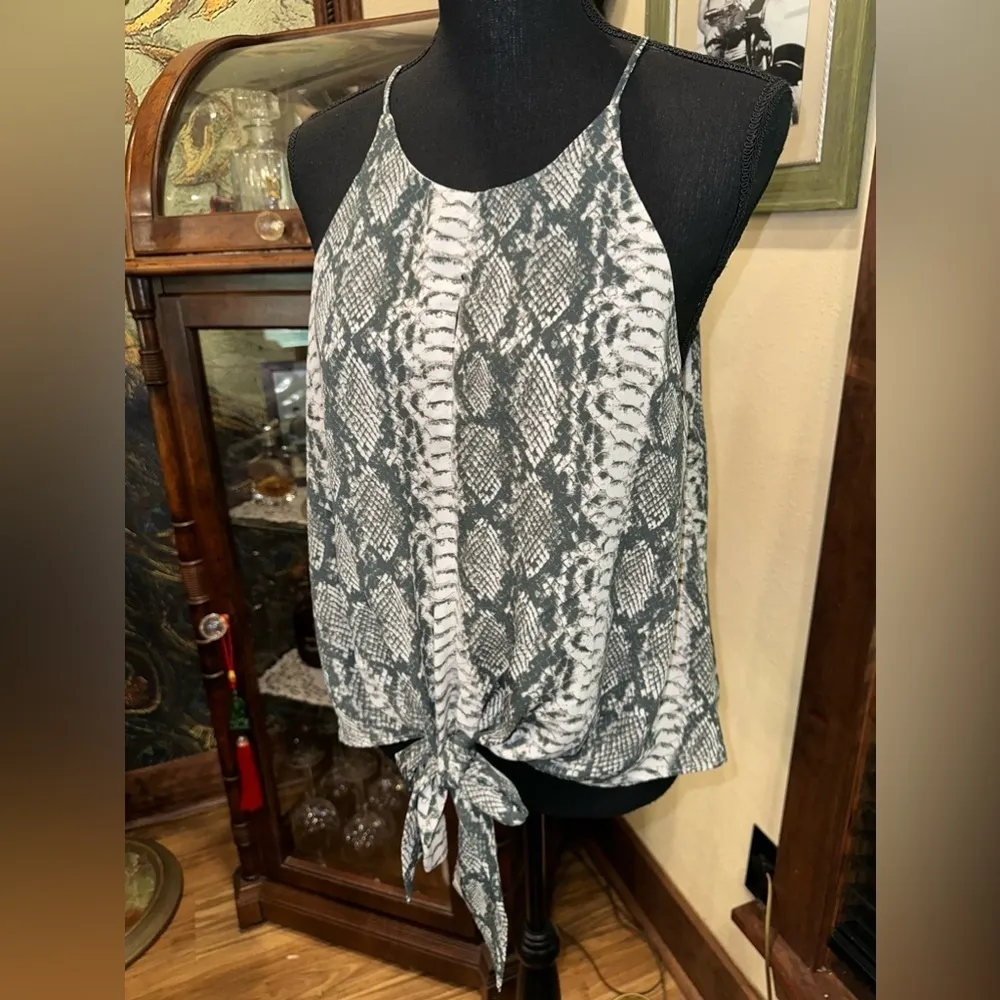 Buddy Love Snake Print Spaghetti Strap Shirt Large Black - Image 2