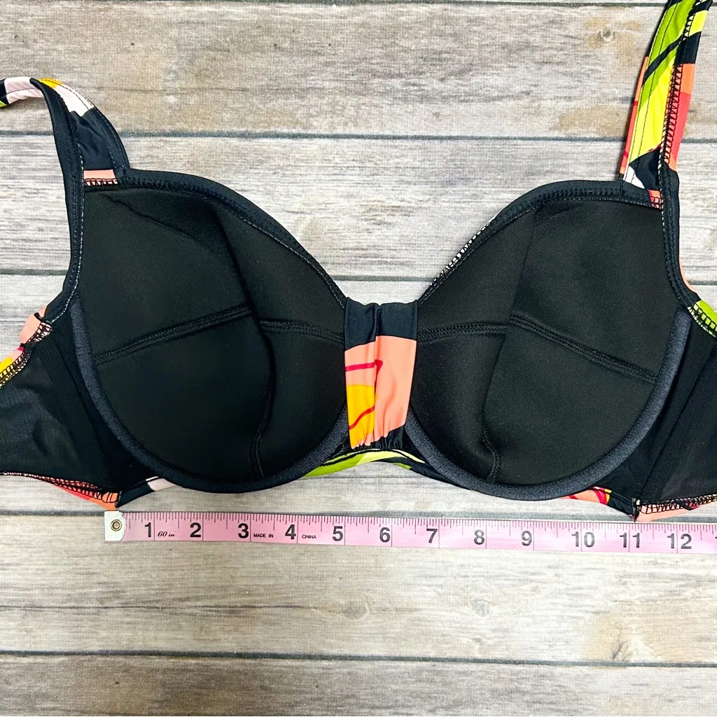 Sunsets Floral Sweetheart Underwire Halter Bikini Top NWT 34D Black Peach Green Size undefined - Image 7
