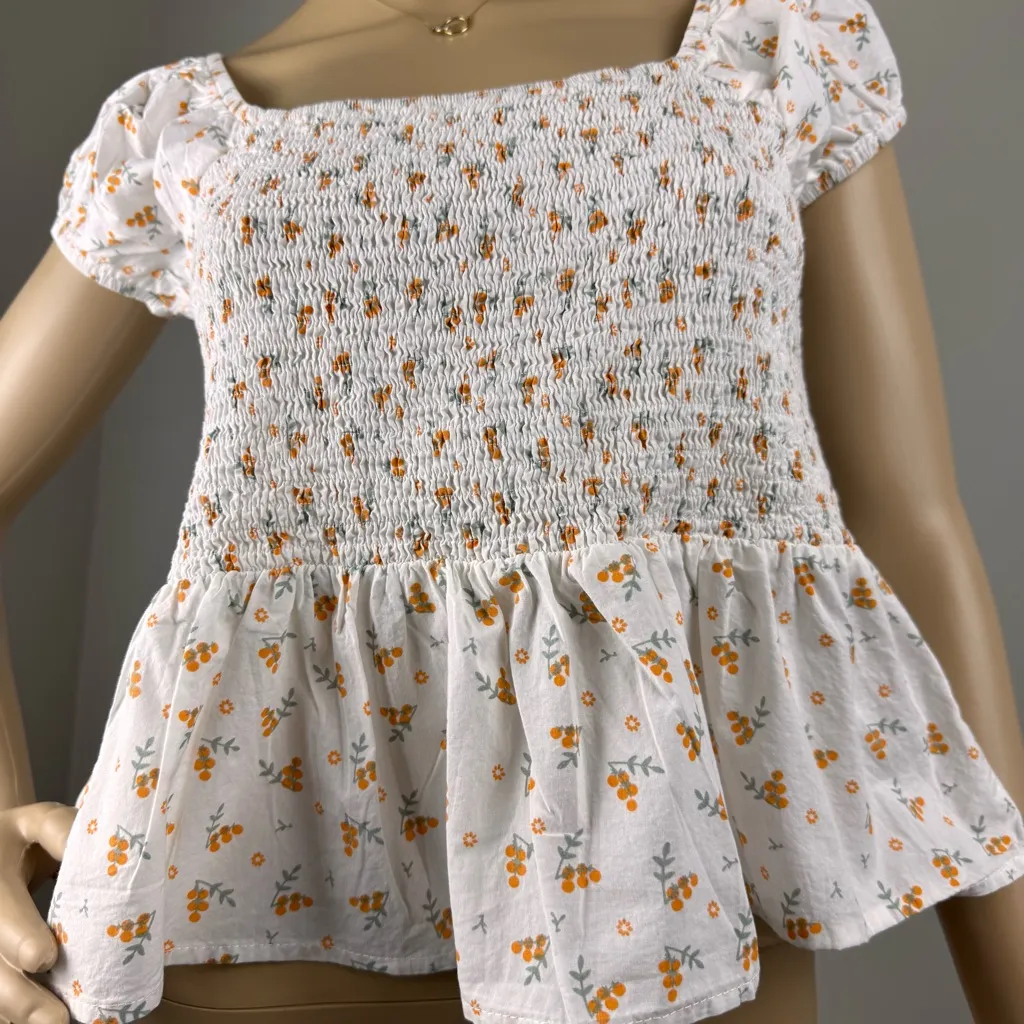 Floral‎ Smocked White Top - Image 3