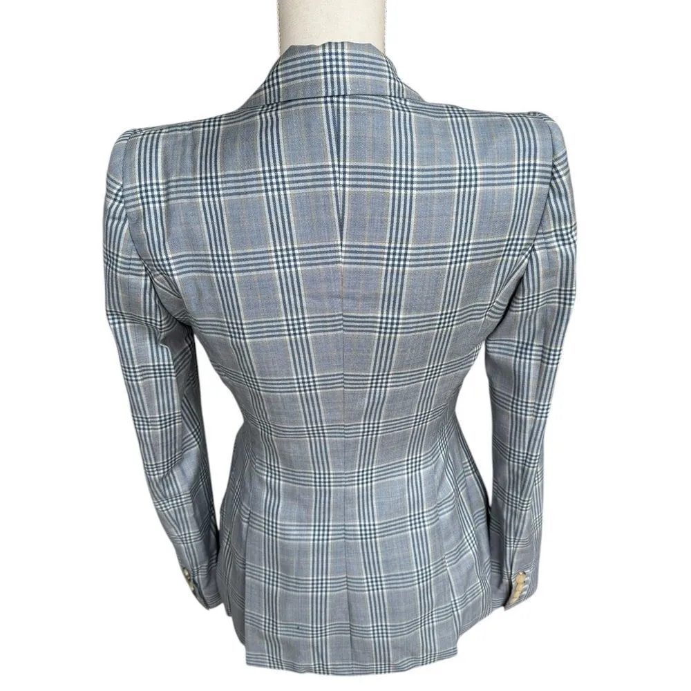 Alexander McQueen Prince of Wales Check Lapel Blazer in Grey 40 S - Image 4