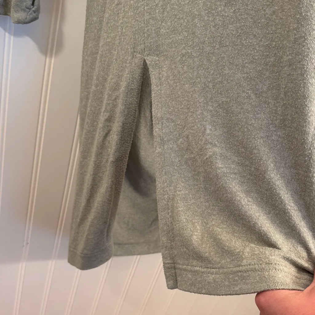 Athleta Light Green Hooded Long Sleeve Midi Cardigan Side Slit Thumb Hole Large - Image 3