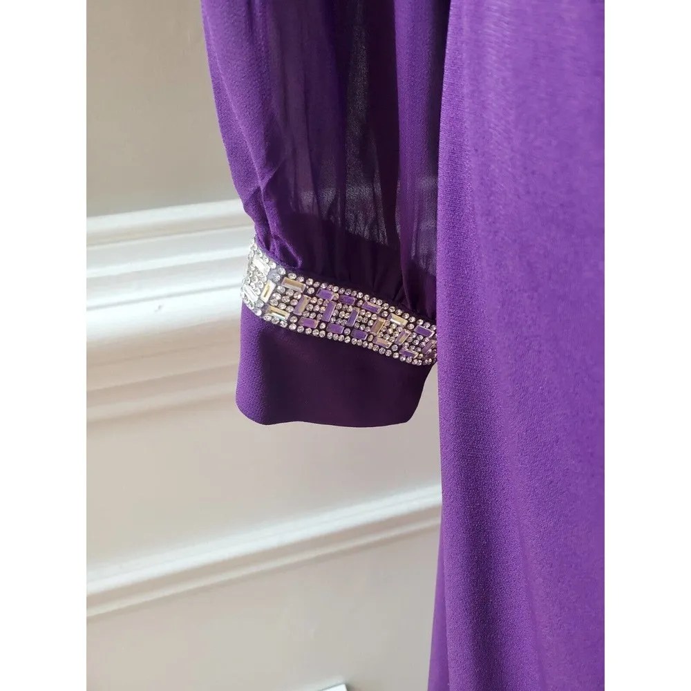 Glamour Women's Purple Solid Polyester V - Image 5