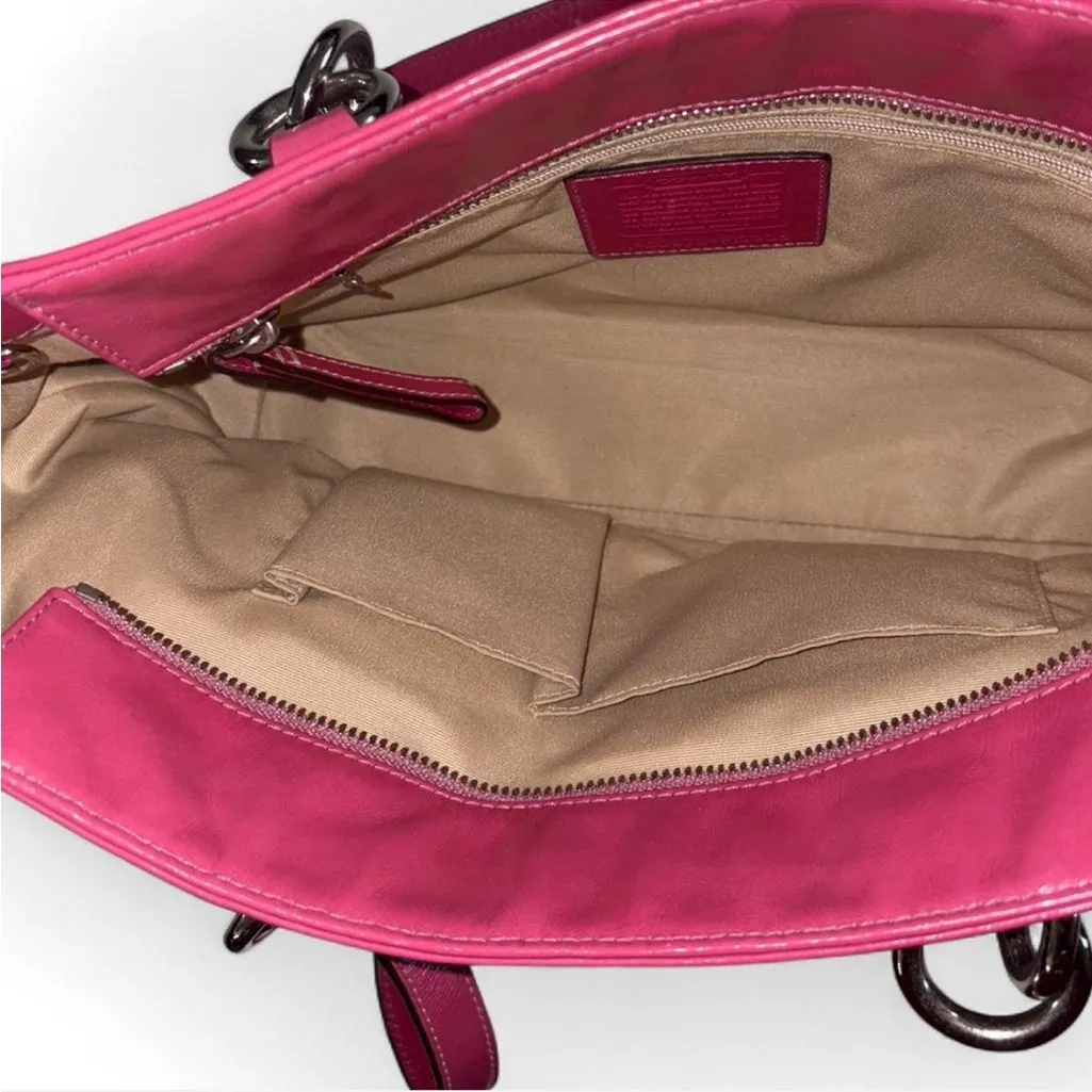 Coach Fuchsia Leather Tote Bag - Image 4