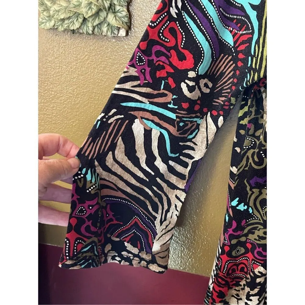 Salaam size M 3/4 sleeves scoop neck animal floral print dress Black Size M - Image 4