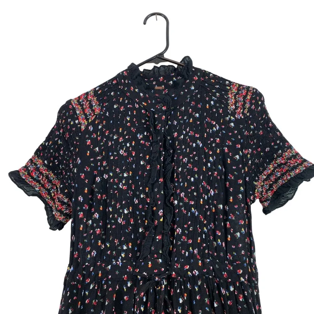 Free People Rare Feelings Tiered Floral Midi Maxi Dress Black Combo Size XS - Image 7