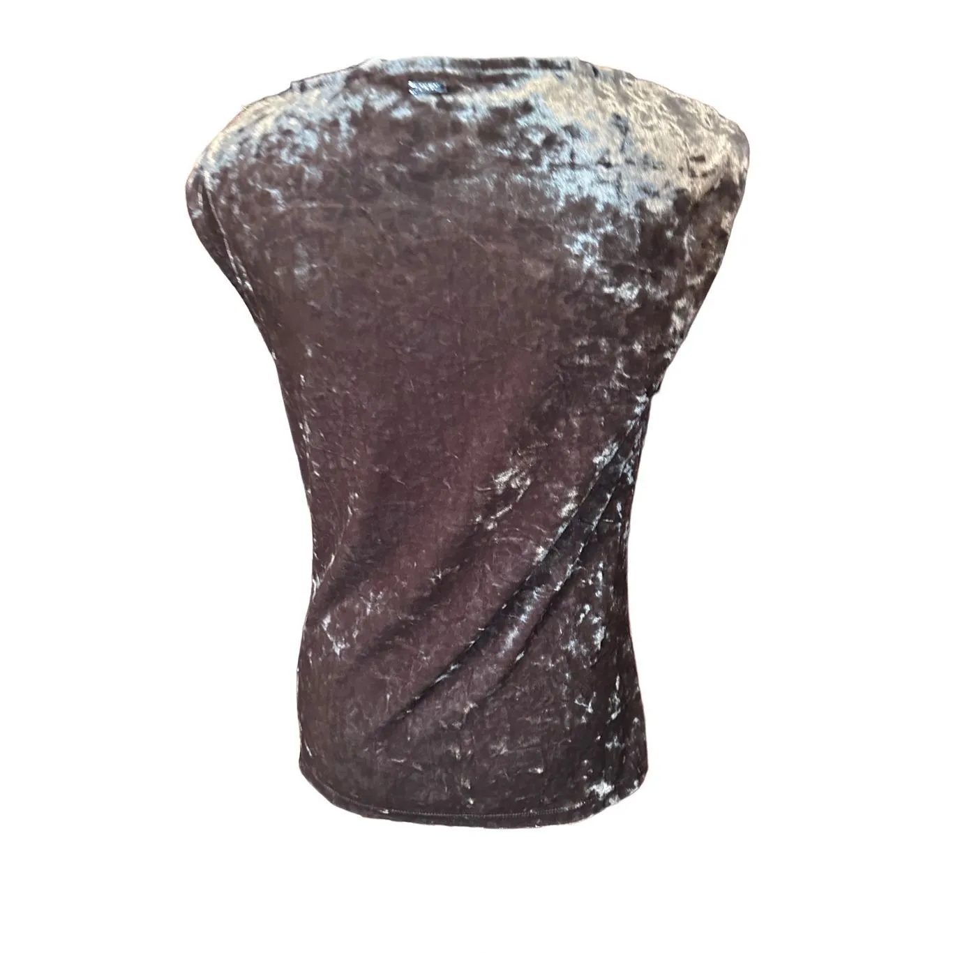 DKNY Crushed Velvet Gray Sleeveless Cowl Neck Women’s Top NWOT - Image 4