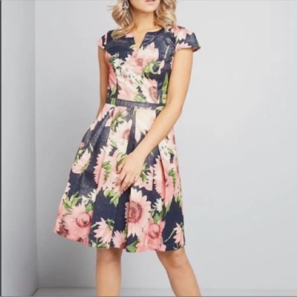 ModCloth blue and pink sparkly dress 8 - Image 2