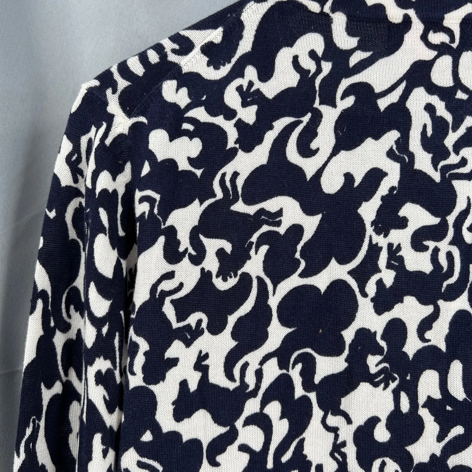 Lilly Pulitzer Horse of Course Cardigan Sweater Navy Blue White Cotton Size Med - Image 3