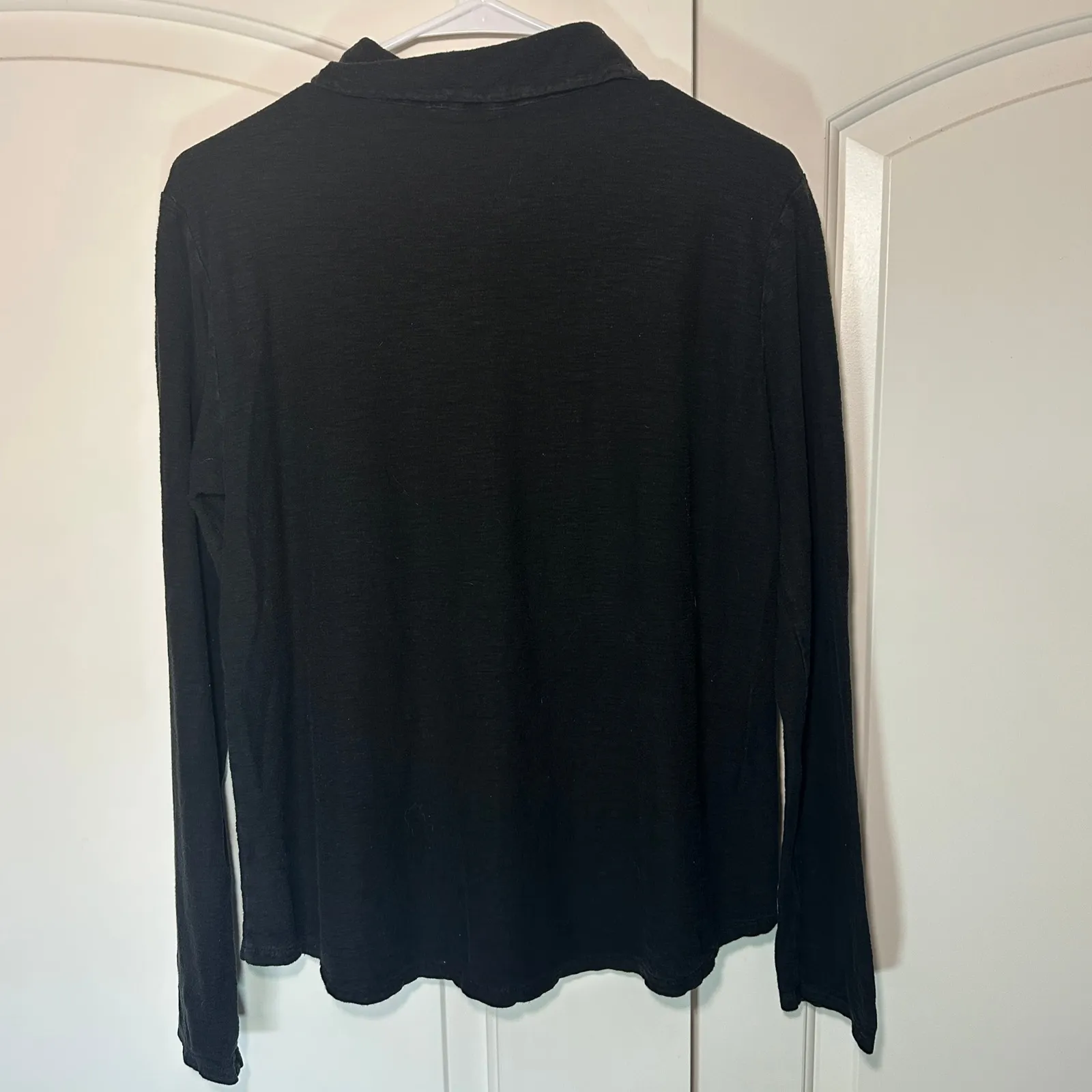 Cut Loose Tunic Shirt Top Black Button Down Linen Cotton Lagenlook Artsy Medium - Image 4