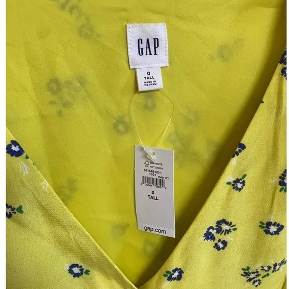 Gap Button-Front Midi Dress Mini Yellow‎ Floral Coquette Fairy - Tall 0 NWT - Image 6