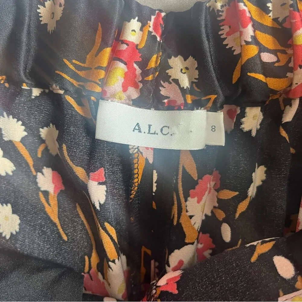 A.L.C. Women’s Silk Floral flower Print Palazzo Pants Size 8 - Image 6