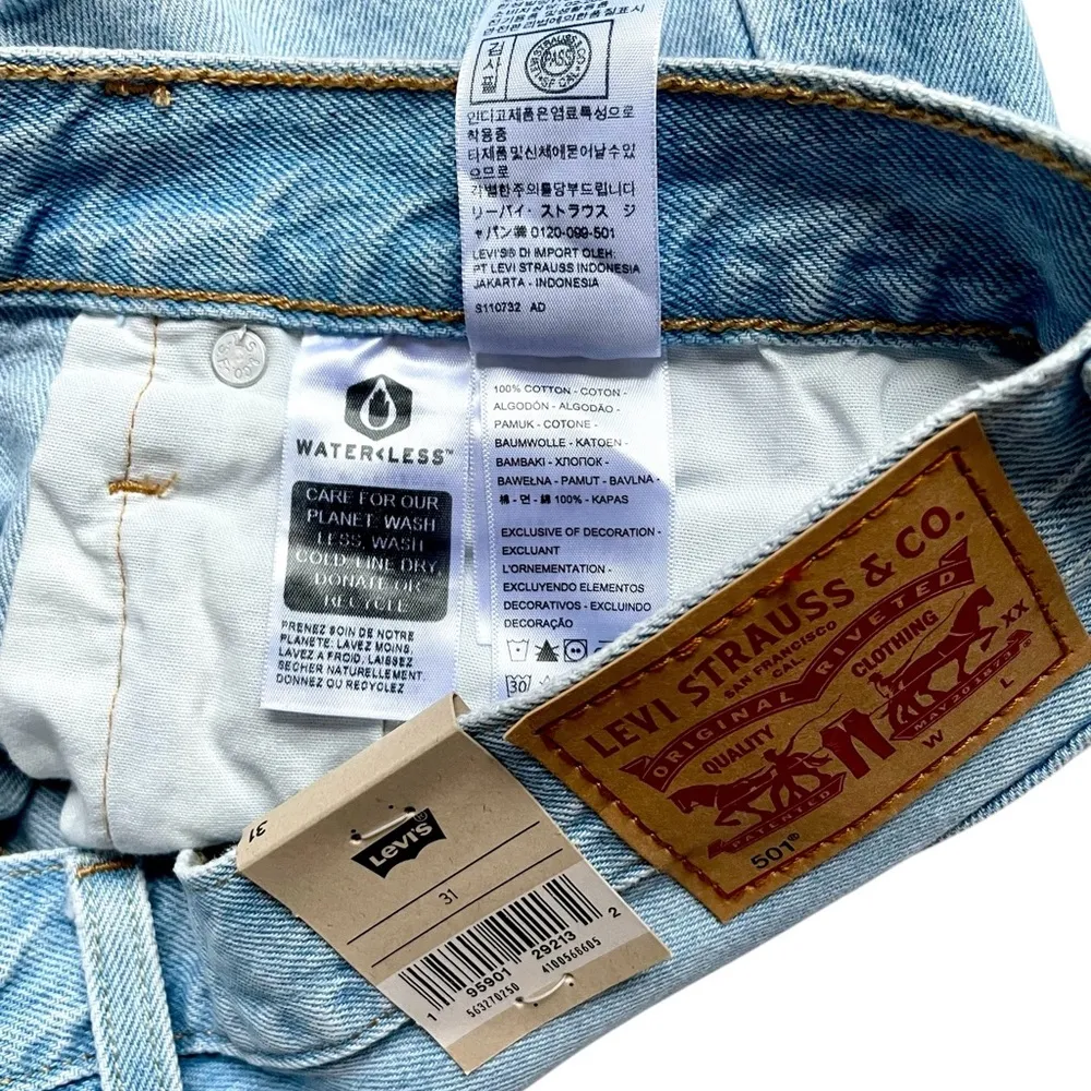 NWT Levi's 501 Distressed Button Front Denim Shorts - Image 3