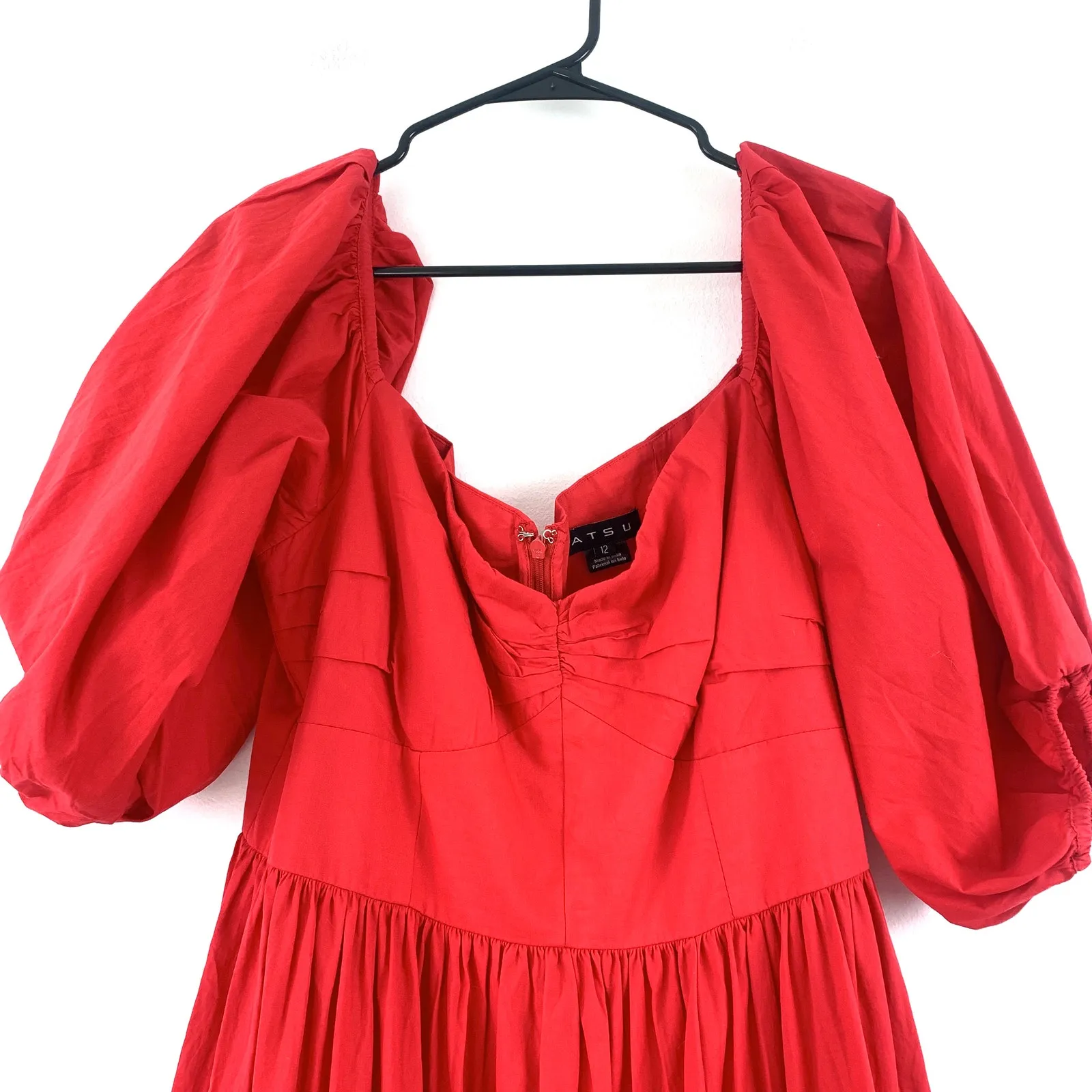 Anthropologie Atsu Off-The-Shoulder 100% Poplin Tiered Puff Sleeve Midi Dress - Image 7