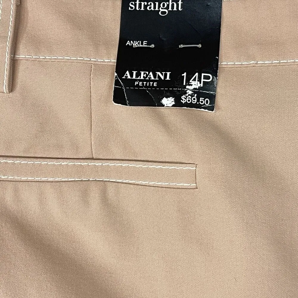 Alfani Petite SZ 14P Straight Ankle Pants Stretch Hi-Rise Zip-Fly Clay Pink New - Image 5