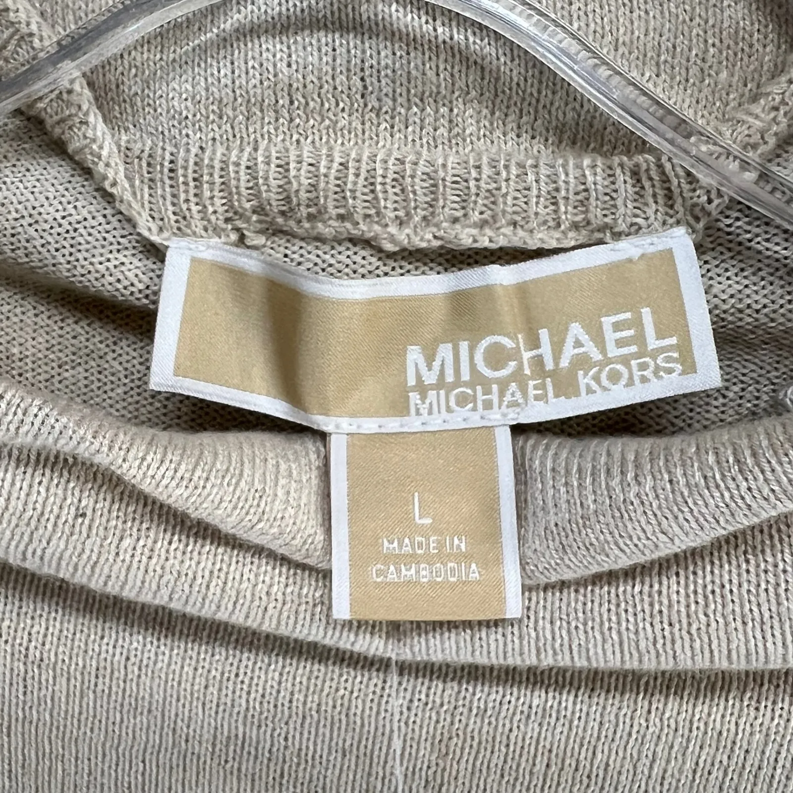 Michael Michael Kors Sweater Women L Oatmeal Beige Turtleneck Modern Lightweight - Image 5