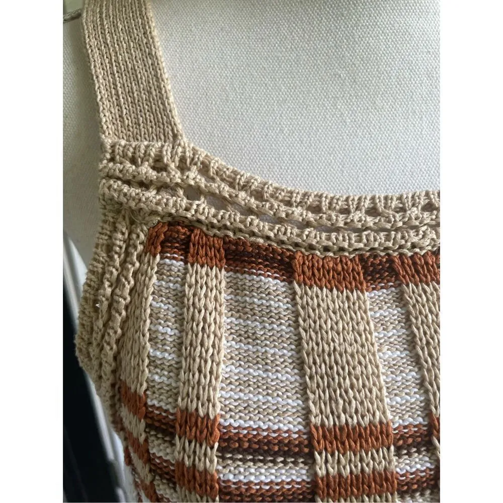 NWT Banana Republic Plaid Knit Cropped Sweater Tank Brown M - Image 12