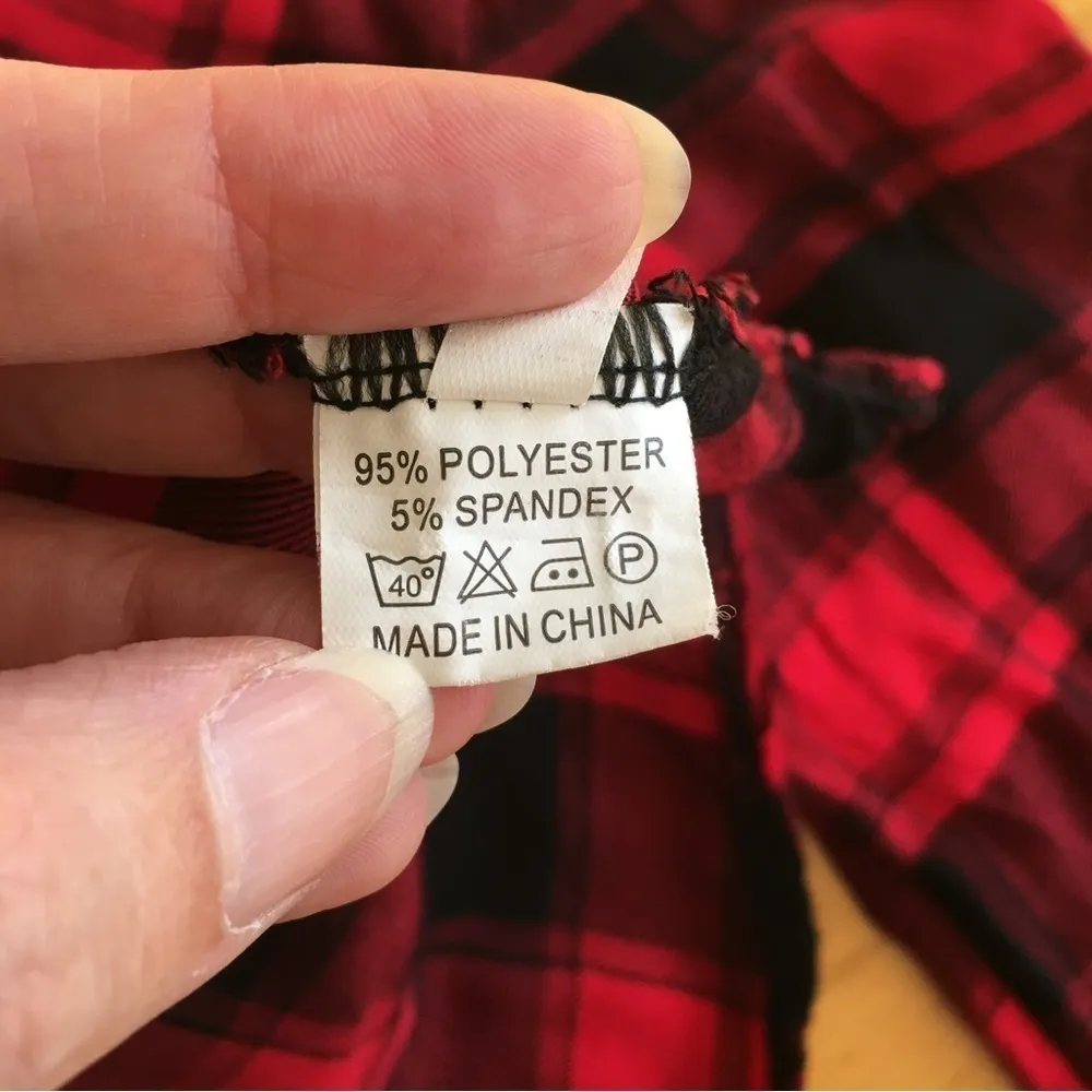 Buffalo Plaid, Faux Wrap Top, Red, Black, Soft, Lightweight, Size S Red - Image 4