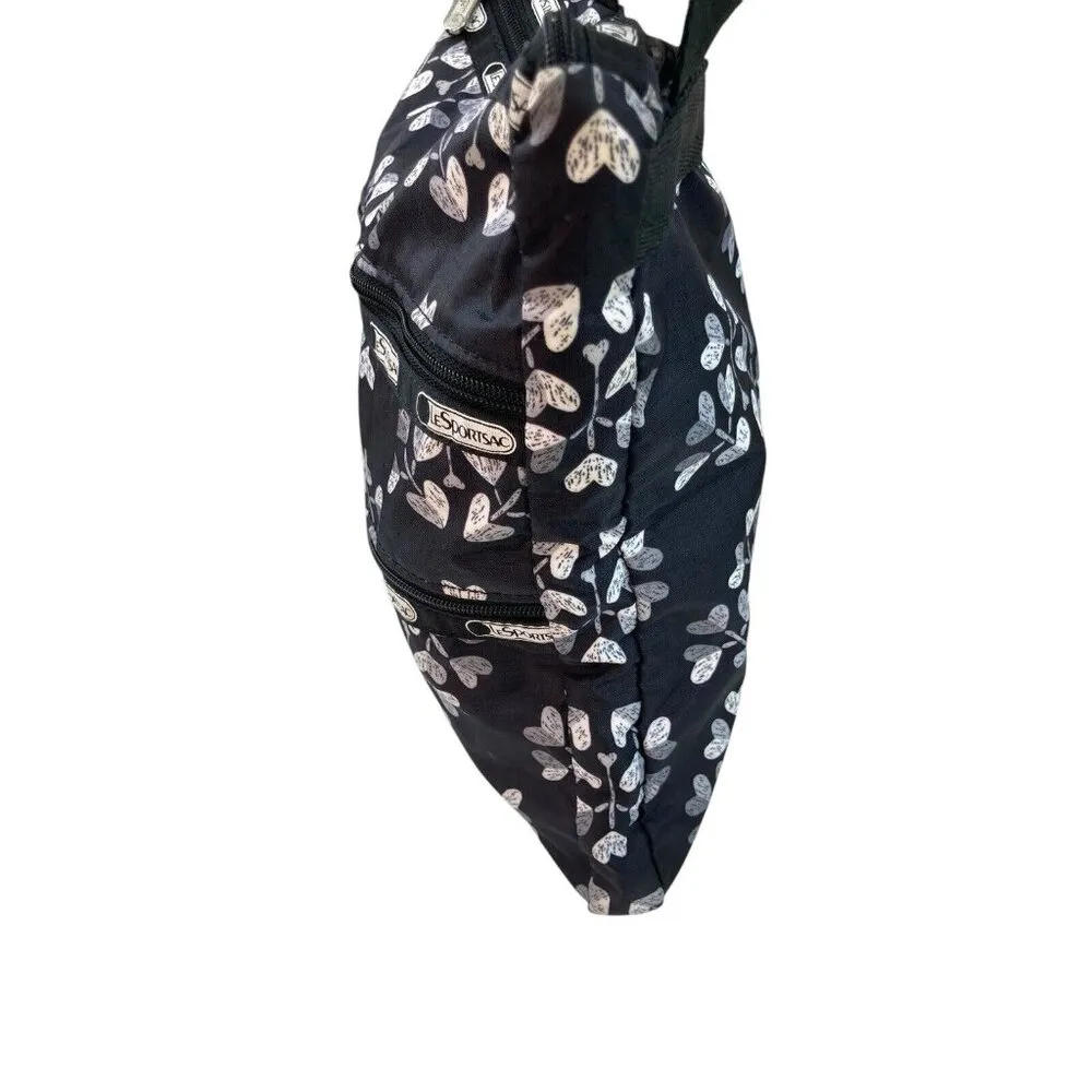 LeSportsac Kasey Bag Black Heart Nylon Square Crossbody Shoulder Strap Festival - Image 5