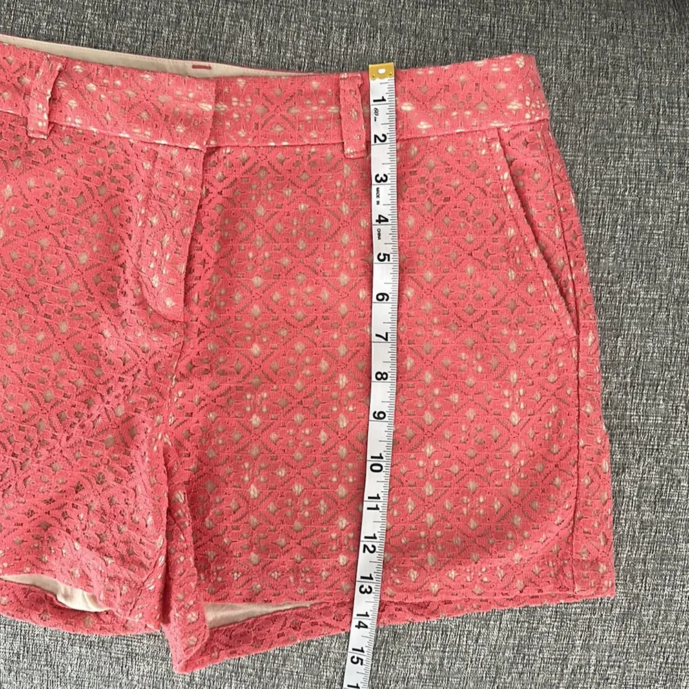 Loft Shorts Women Coral Mid Rise Floral Lace Flat Front Zip Closure Size 8 - Image 10