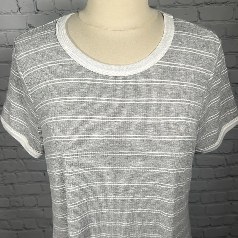 . Gray White Skater Stretchy Striped Dress XXL - Image 11