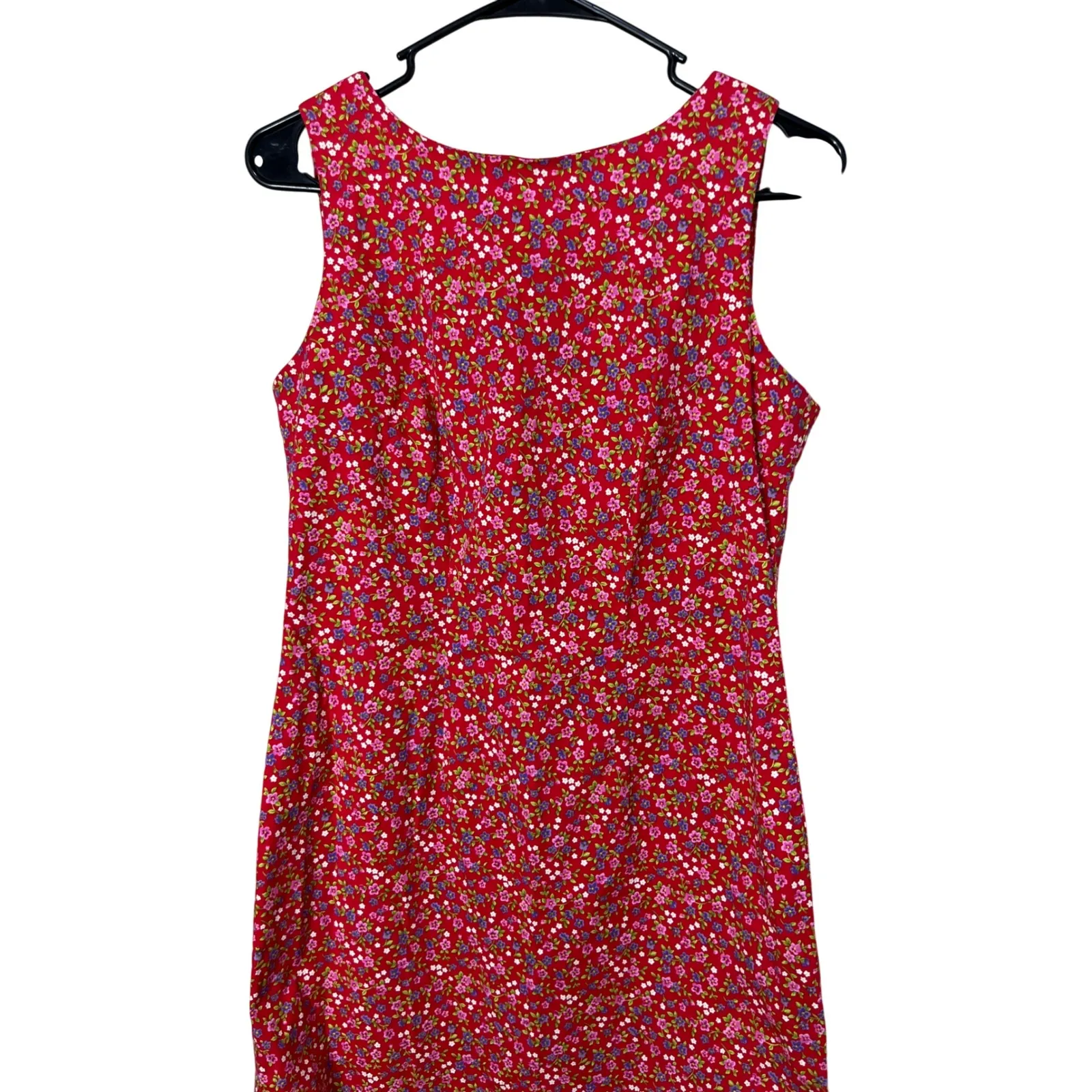 Vintage CDC Floral Print Dress‎ Sleeveless Red Mini Dress Women's Size 8 - Image 2