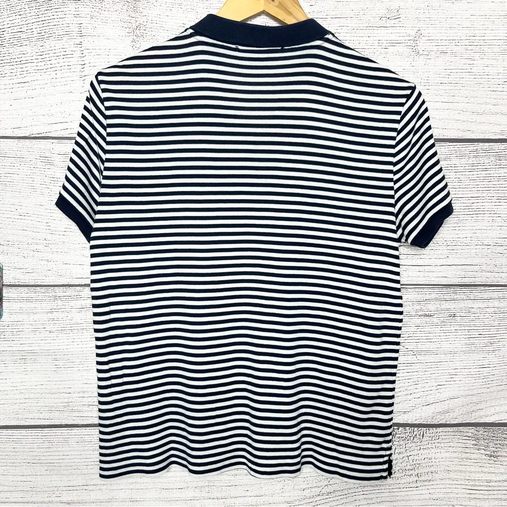 Ralph Lauren Sport Navy Blue & White Striped Women’s Polo Shirt Size Large - Image 9