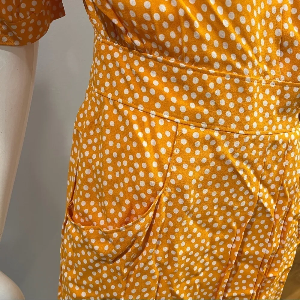 Vintage Orange Polka Dot Knee Length Dress Size 6 - Image 4