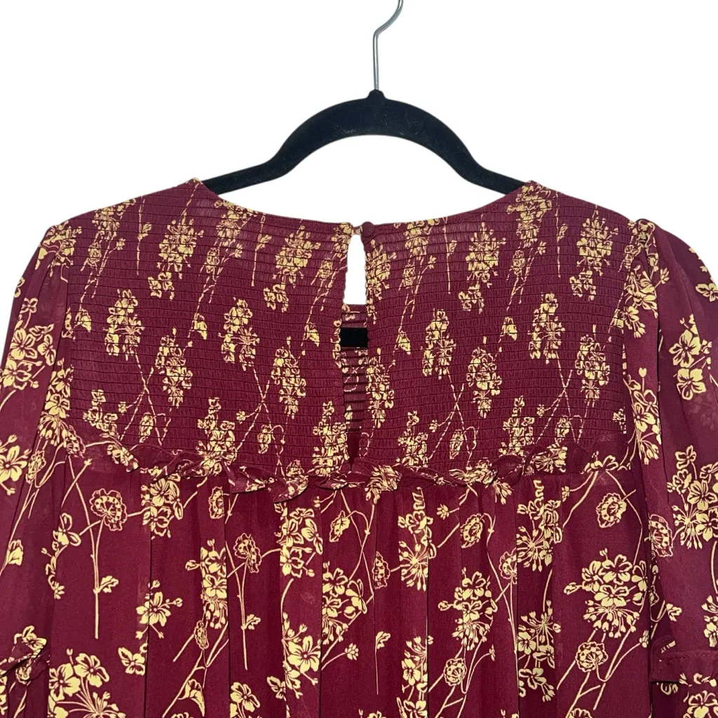 Cinq A Sept Zola Floral Print Chiffon Dress In Merlot/Starfruit Red Size 4 - Image 7