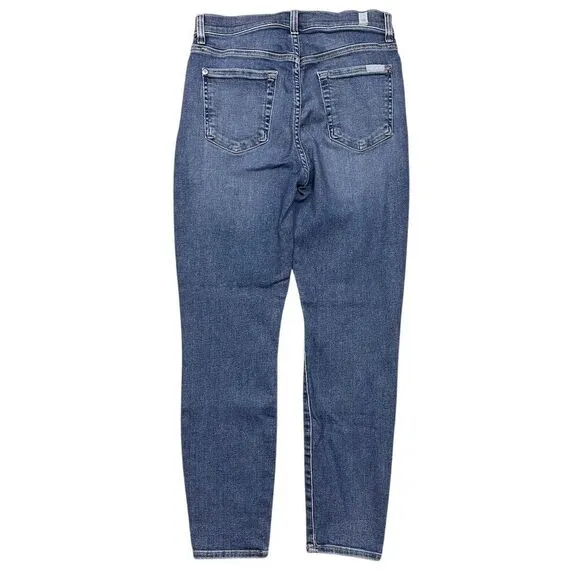 7 For All Mankind Women's High Waist Ankle Skinny Jeans Blue Size 28‎ - Image 3