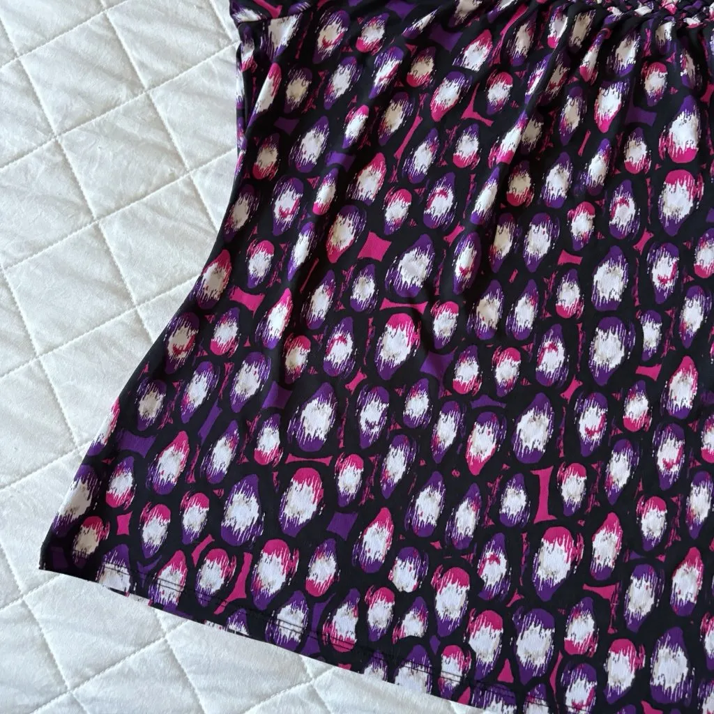 Womens Size Medium Purple Short Sleeve Blouse Peasant Officecore Corporate Goth - Image 2