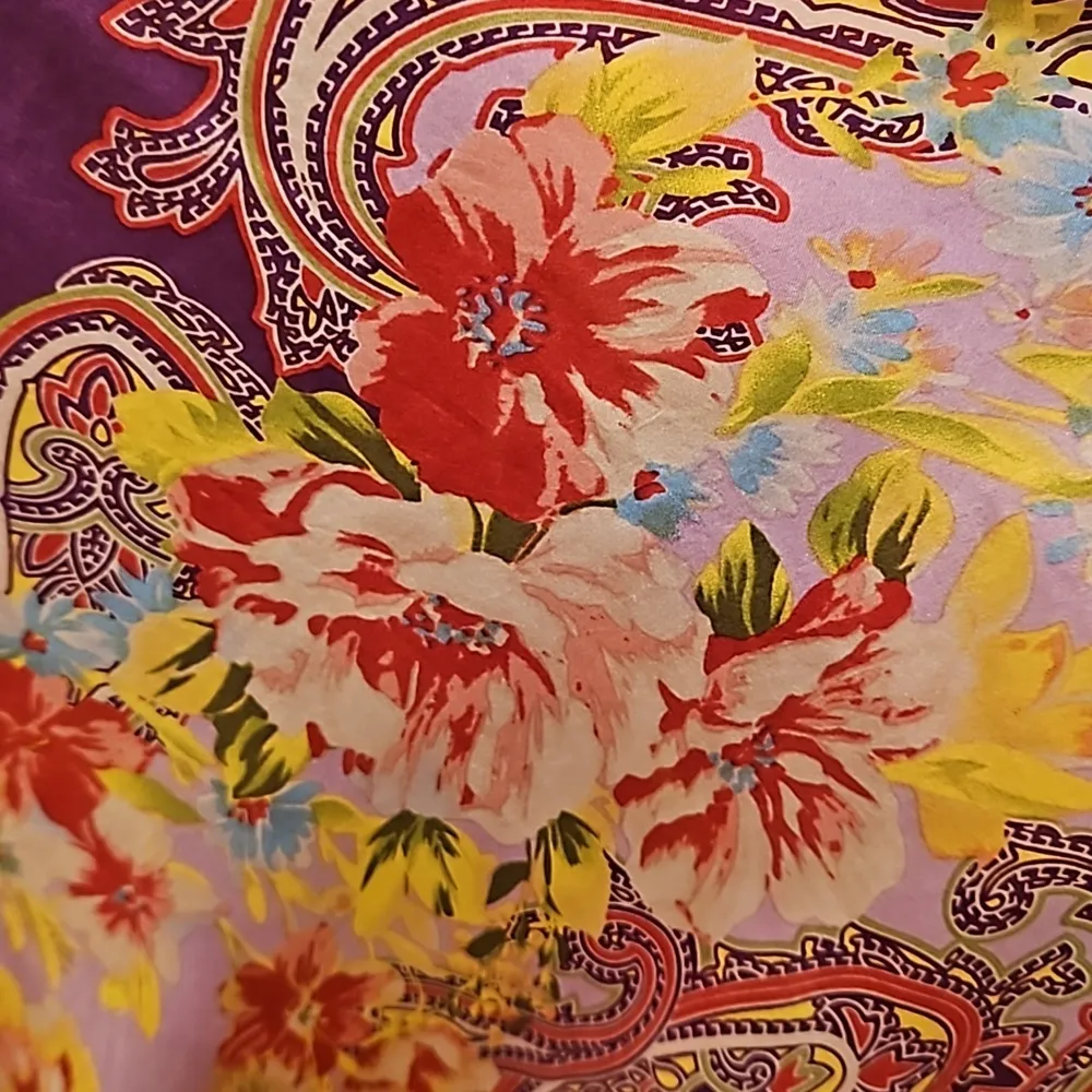 💕JOHNNY WAS💕 Tropic Georgette 100% Silk Maxi Dress ~ Patchwork Print 2X NWT - Image 14