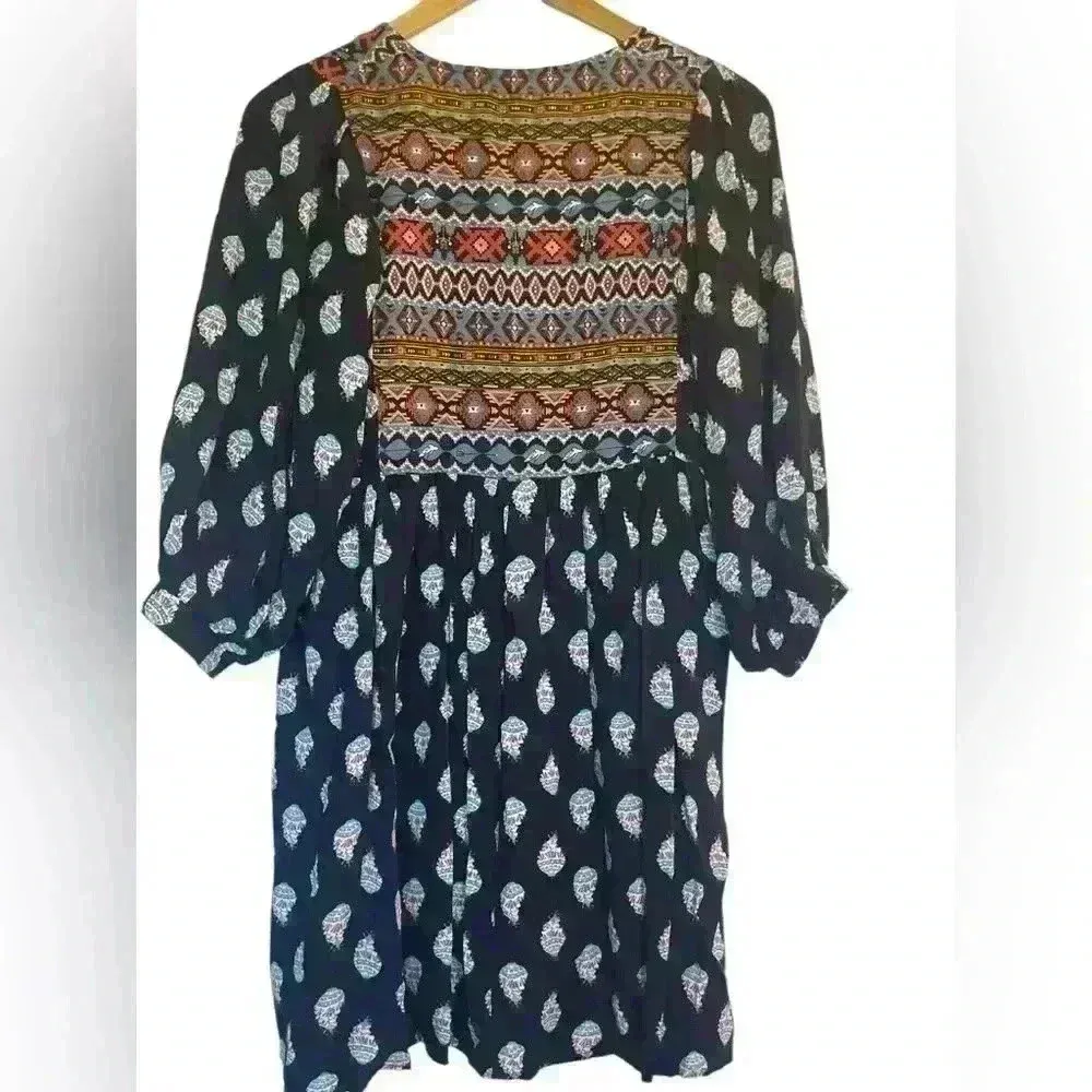 Umgee Southwestern Print Tunic Dress Small Aztec Navajo Boho Fall‎ Lightweight - Image 6