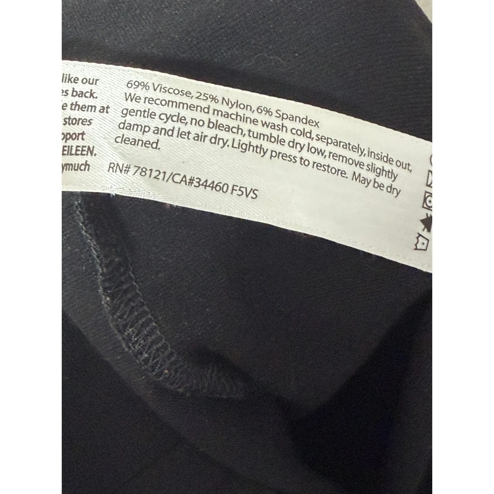 Eileen Fisher Pull On‎ Capsule Black Vicose Fabric Pencil Skirt Petite LG Career - Image 6